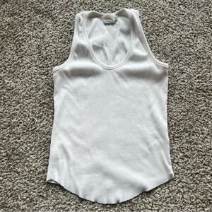 Nation LTD white ribbed scoopneck tank small